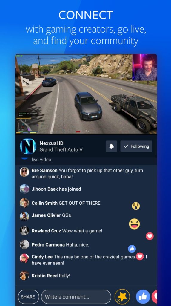 facebook gaming app